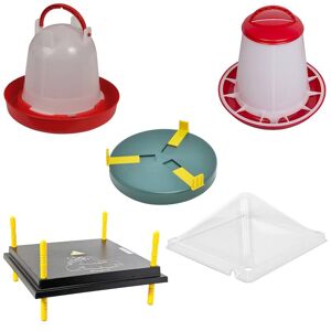 Kit complet plaque de chauffage 40 x 40 cm + abreuvoir + distributeur automatique de nourriture + couvercle + chauffage pour abreuvoir