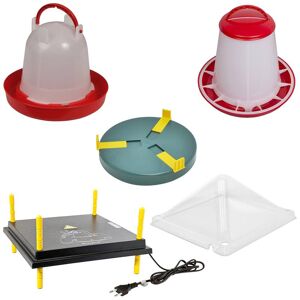 Kit complet plaque de chauffage avec régulateur de température  40 x 40 cm + abreuvoir + distributeur automatique de nourriture + couvercle + chauffage pour abreuvoir