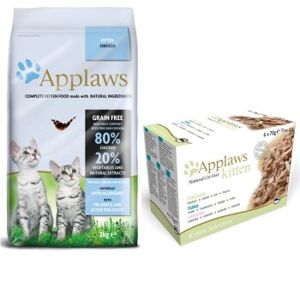 Applaws Kit d’alimentation mixte Kitten Applaws Kitten Poulet 2 kg + Applaws Kitten Sélection 6 x 70 g - Publicité
