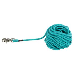 Laisse à pister ronde Trixie avec mousqueton à gâchette, bleu océan pour chien - taille S - L : L 10 m x 6 mm de diamètre