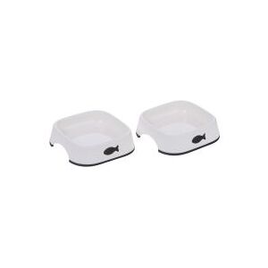 Lot 2x gamelles plastique Little Fish 200mL, L13,5 l13,5cm - Gamelle pour chat