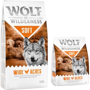 12kg Soft Wide Acres, poulet Wolf of Wilderness - Croquettes pour chien + 2 kg offerts ! - Publicité