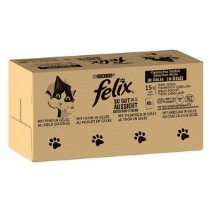 120x85g Jumbopack Felix Tendres Effilés bœuf, poulet, cabillaud, thon - Pâtée pour chat