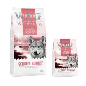 12kg Scarlet Sunrise saumon, thon Wolf of Wilderness - Croquettes pour chien + 2 kg offerts ! - Publicité