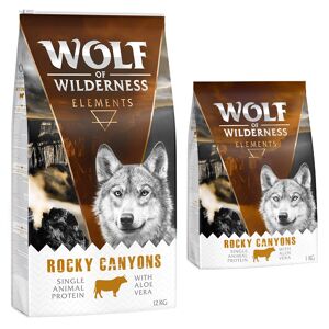 12kg Elements Rocky Canyons, bœuf Wolf of Wilderness - Croquettes pour chien + 2 kg offerts !