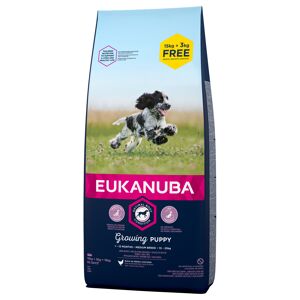 Eukanuba Puppy Medium Breed poulet pour chiot - promo : 15 kg + 3 kg offerts !