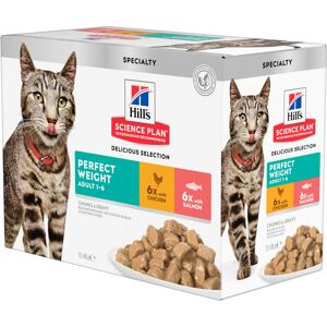 Hills Science Plan Adult Perfect Weight poulet pour chat En complement 12 x 85 g sachets Hills Science Plan Perfect Weight poulet saumon