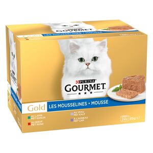 24x85g Gourmet Gold Les Mousselines lot mixte (6x lapin, 6x veau, 6x bœuf, 6x agneau)