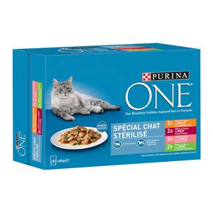 8x85g chat stérilisé poulet, bœuf, saumon, dinde Purina One - Pâtée pour chat