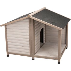 Niche Trixie Natura Lodge avec terrasse pour chien - Taille S : l 100 x P 82 x H 90 cm, gris