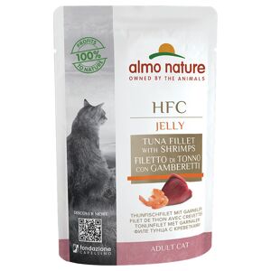 6x55g Almo Nature HFC Jelly filets de thon, crevettes - Patee pour chat