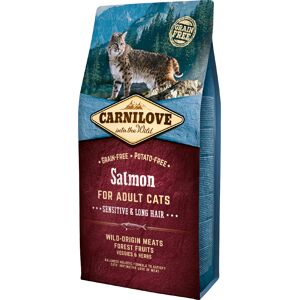 6kg Adult Sensitive and Long Hair saumon Carnilove Croquettes pour chat