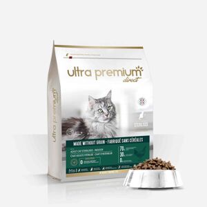 Ultra premium direct Croquettes pour Chat Adulte Sterilise ou d'Interieur - Sans Cereales - sac de 3kg