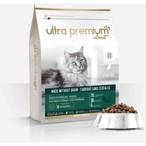 Ultra premium direct Croquettes pour Chat Adulte Stérilisé ou d'Intérieur - Sans Céréales - sac de 3kg - Publicité