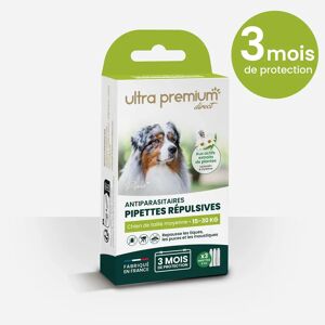 Ultra premium direct Pipettes répulsives Antiparasitaires pour chien de taille moyenne (15 à 30 kg)