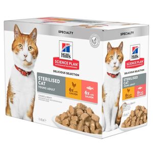 Hill's Science Plan Young Adult Sterilised Sachets Pour Chat Sterilise Au Poulet Et Saumon - 12 x 85g