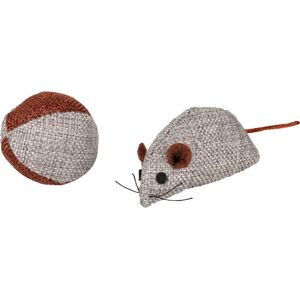 Flamingo Jouet chat Juns Souris + Balle Gris 7,8cm