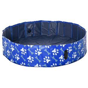 Non communiqué Piscine pour chien bassin PVC pliable anti-glissant facile à nettoyer Ø 1,4 m hauteur 30 cm motifs os pattes bleu Bleu - Publicité