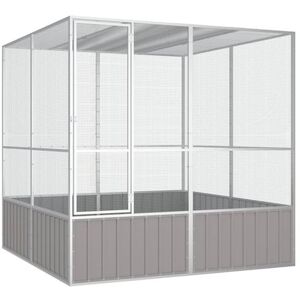 Non communiqué vidaXL Cage à oiseaux Gris 213,5x217,5x211,5 cm Acier galvanisé Gris - Publicité