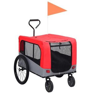 vidaXL Remorque de vélo pour chiens et poussette 2-en-1 rouge et gris Rouge - Publicité