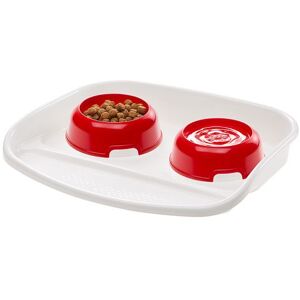 Ferplast Ferplast Plateau avec écuelles pour chats et chiens LINDO Double écuelle pour animaux, base en plastique résistant, pieds anti-dérapant, 2 écuelles incluses capacité 0,l litres, 44.5 x 34 x h 7 cm Rouge Rouge Rouge - Publicité