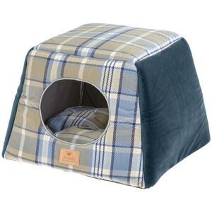 Ferplast Ferplast, maisonnette pour chats d'intérieur EDINBURGH, couchage avec coussin, lit pour chats, écossais, velours doux, lavable, 44x44x33, bleu Bleu Bleu - Publicité