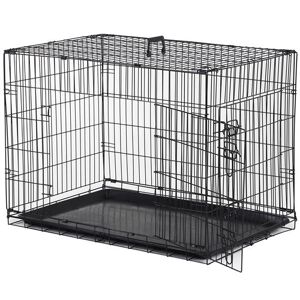 PawHut Cage caisse de transport pliante pour chien en métal noir 91 x 61 x 67 cm Noir - Publicité