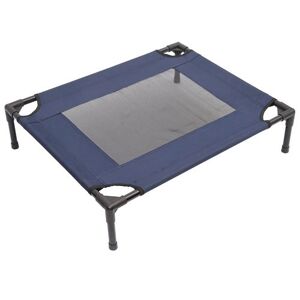 PawHut Lit pour chien chat lit de camp grand confort sur pieds tissu oxford textilène micro-perforé 76L x 61l x 18H cm bleu marine noir Bleu, Bleu - Publicité