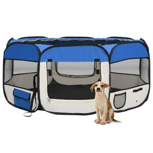 171016 vidaXL Parc pliable pour chien avec sac de transport Bleu 145x145x61cm - Publicité