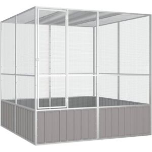 171552 vidaXL Cage à oiseaux Gris 213,5x217,5x211,5 cm Acier galvanisé - Publicité