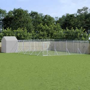 3190481 vidaXL Chenil d'extérieur pour chiens avec toit argenté 10x10x2,5 m - Publicité