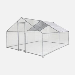 sweeek Enclos pour poulailler 12m² - Babette - Voliere en acier galvanise. toit impermeable et anti UV. porte avec loquet. enclos pour animaux 4x3m -