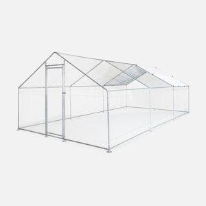 sweeek Enclos pour poulailler 18 m² - Babette - Voliere en acier galvanise. bache de toit impermeable et anti UV. porte avec loquet. enclos pour animaux 3x6m -
