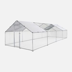 sweeek Enclos pour poulailler 24 m² - Babette - Voliere en acier galvanise. bache de toit impermeable et anti UV. porte avec loquet. enclos pour animaux 3x8m -