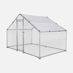 sweeek Enclos pour poulailler 6m² - Babette - Voliere en acier galvanise. bache de toit impermeable et anti UV. porte avec loquet. enclos pour animaux 3x2m -