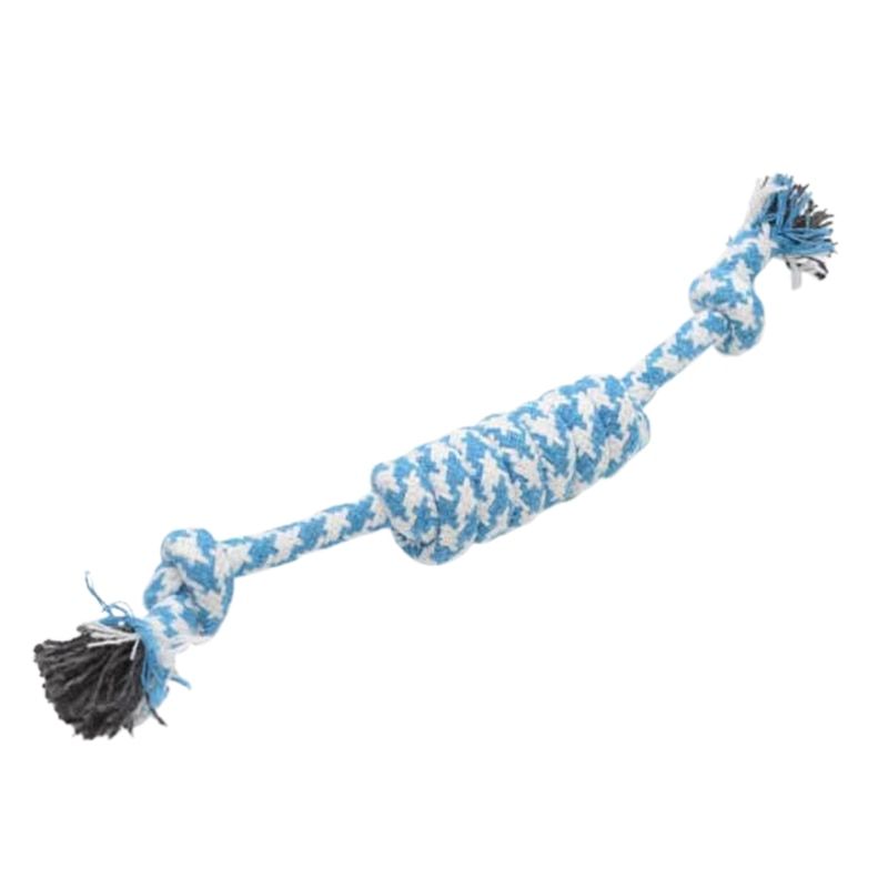 Cotton Rope Pet Dog Chew Knot Puppy Toys Funny Pet Toy Dog Bite Knot Molar Tooth Cleaning Tools 15 Blue M