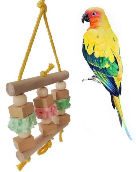 Jouets Pour Les Oiseaux Parrot Stand Bite Jouets En Bois Bite Balancez Molar Exercice Pet Toy Sco738