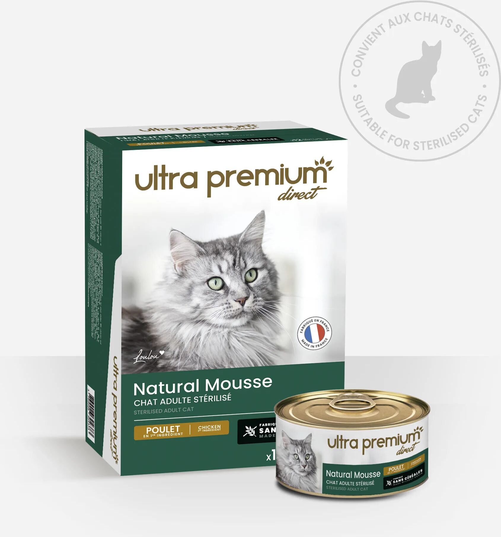 Ultra premium direct Boîtes de Mousse pour Chat Stérilisé Sans Céréales – Natural mousse poulet