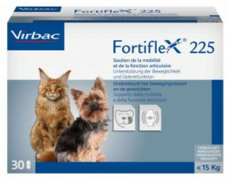 Virbac Comprimés Fortiflex pour chien et chat de 1 à 15 kg souffrant d'arthrite et d'arthrose F225 Boîte de 30 cps