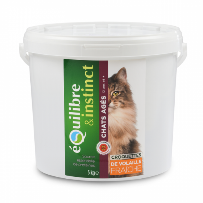 Equilibre & Instinct Croquettes pour chat Senior Equilibre & Instinct volaille fraîche - Seau 5 kg