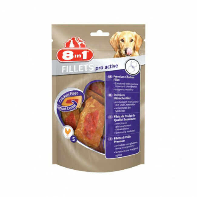 8in1 Friandises pour chien Pro Active 8 in 1 Fillets saveur poulet Sachet 80 g