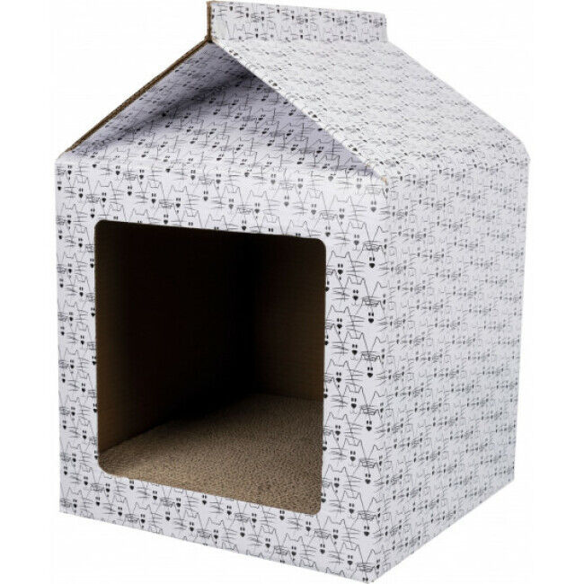 Trixie Maison griffoir en carton avec herbe à chat - 34 x 48 x 34
