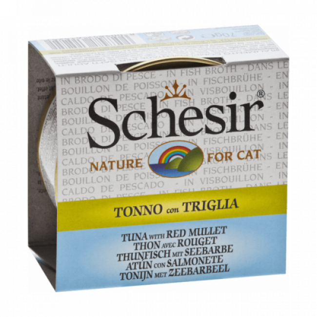 Schesir Pâtée pour chat Schesir avec bouillon - Boîte 70 g Thon avec rouget