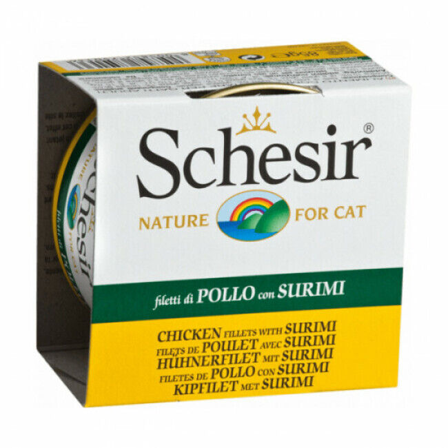 Schesir Pâtée en gelée pour chat Schesir - Boîte 85 g Thon avec crevettes