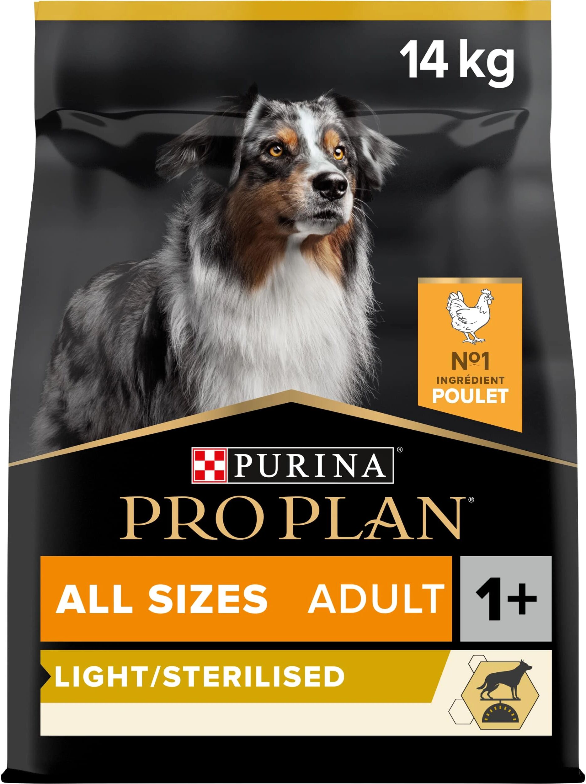 PURINA PRO PLAN all size adult light / sterilised optiweight chien14Kg poulet