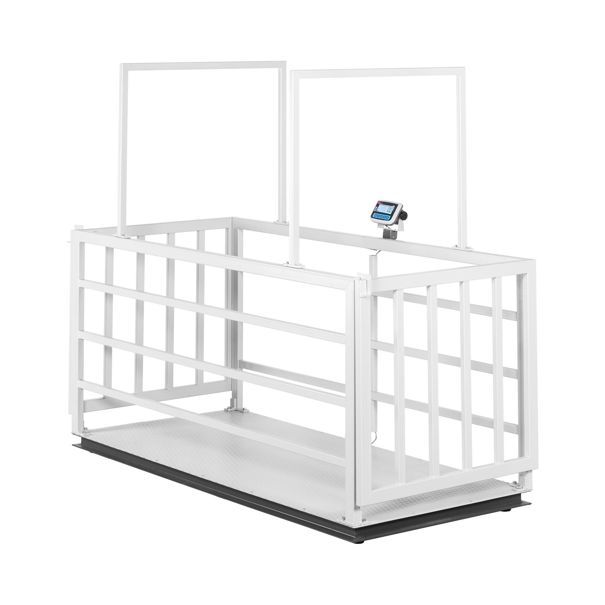 TEM Veterinary Scale - calibrated - 500 g (0-1,500 kg) / 1 kg (1,500-3,000 kg) - animal-friendly with fence - LCD