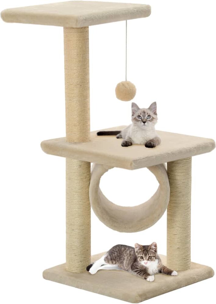 vidaXL Cat Tree with Sisal Scratching Posts 65 cm Beige