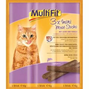 MULTIFIT Meat Cat Snack Mini Sticks 6GX3 SALMONE/TROTA