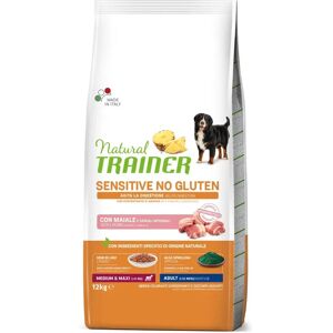 NATURAL TRAINER Sensitive No Gluten Adult Medium Maxi Maiale 12KG