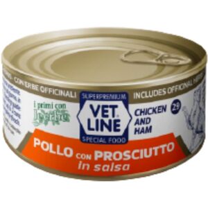 Vet Line Umido Pollo e Prosciutto in Salsa per Gatti 70g VetLine